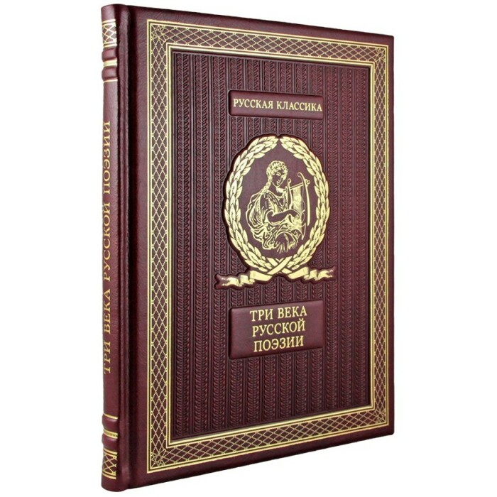 Книга в кожаном переплете "Три века русской поэзии"