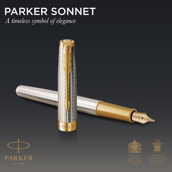 Перьевая ручка Parker Sonnet Silver Mistral GT, в подарочной упаковке