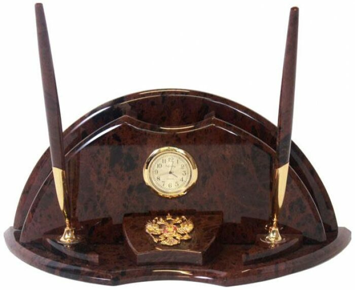 Письменный набор из обсидиана "Гербовый"