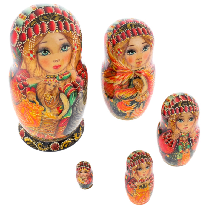 Матрешка на 5 мест "Жар-птица" 12,5 см