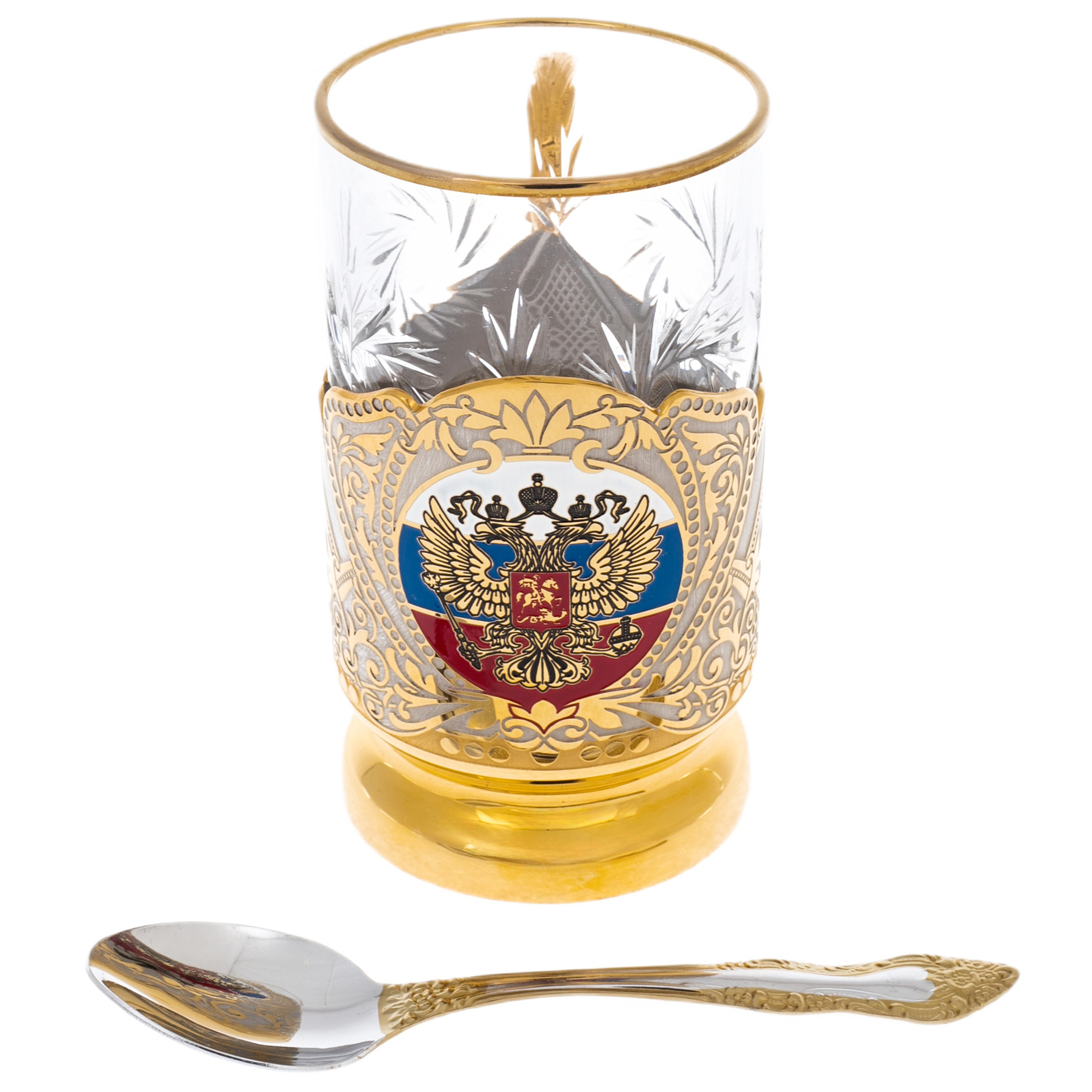 Подстаканник "Герб РФ" с эмалью, Златоуст