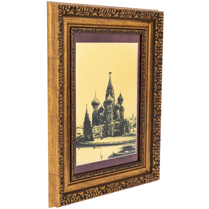 Картина на сусальном золоте "Москва. Собор Василия Блаженного 1910-е г."