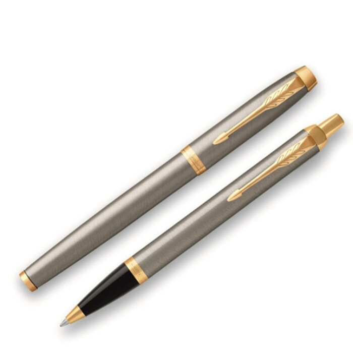 Подарочный набор из 2-х ручек Parker IM brushed metal GT роллер+шариковая ручки