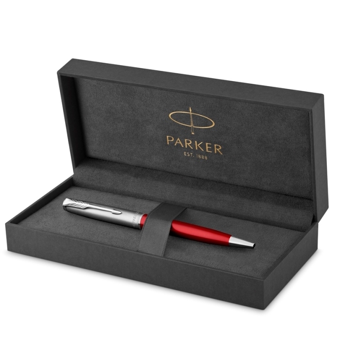 Шариковая ручка Parker Sonnet Entry Point Red Steel CT в подарочной упаковке.