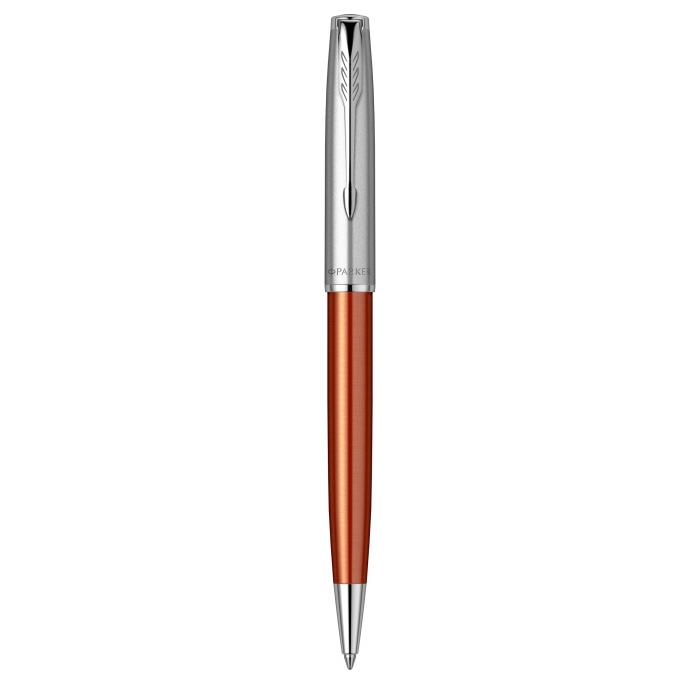 Шариковая ручка Parker Sonnet Essentials Orange SB Steel CT в подарочной упаковке.