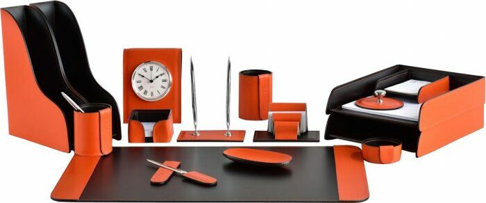 Настольный набор "Business Cuoietto" (цвет Orange-Choco, 16 предметов)