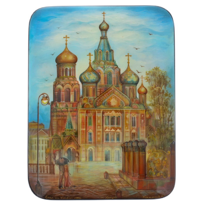 Шкатулка "Спас на крови" большая, Комяков, Холуй
