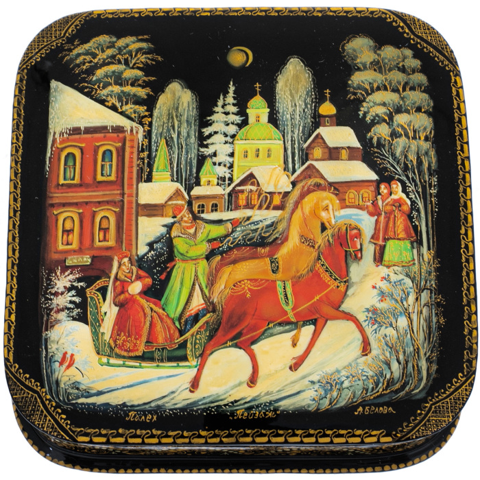 Шкатулка "Пейзаж" Белова, Палех