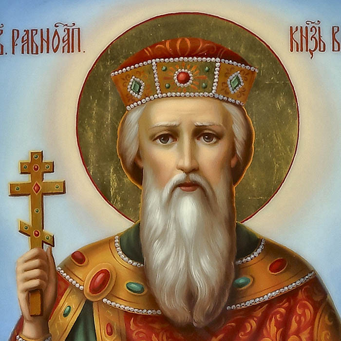 Вышитая икона "Равноапостольный великий князь Владимир" в раме