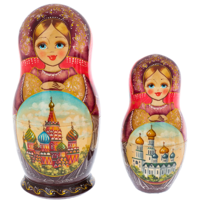 Матрешка из липы "Москва ХВБ" на 5 мест
