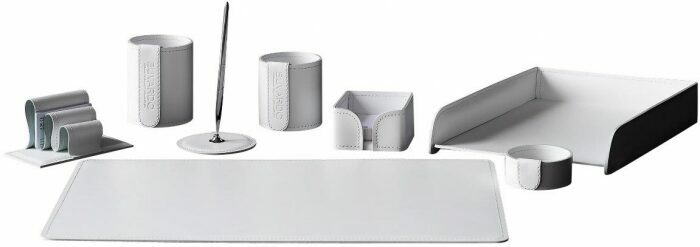 Настольный набор "Business Cuoietto" (цвет White, 8 предметов)