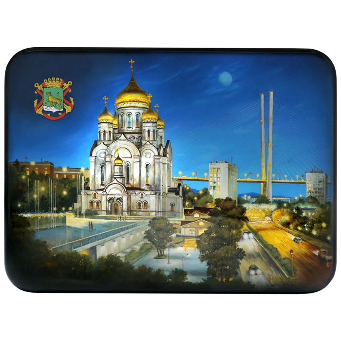 Шкатулка "Владивосток" Борисов, Федоскино