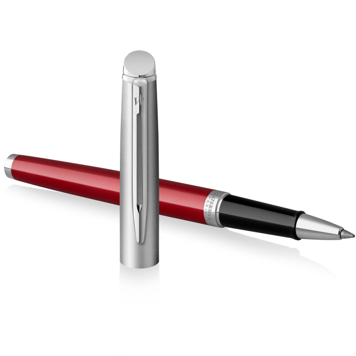 Ручка-роллер Waterman Hemisphere Entry Point Stainless Steel with Red Lacquer в подарочной упаковке.