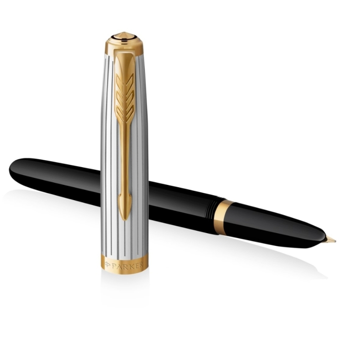 Перьевая ручка Parker 51 Premium Black GT, перо: M/F