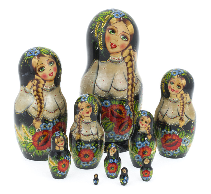 Матрёшка на 10 мест "Цветы" 31 см
