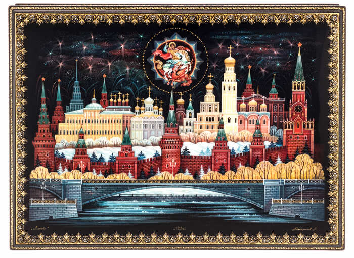 Шкатулка Холуй "Символы Москвы"
