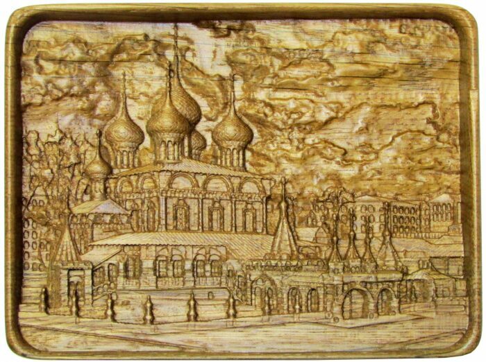 Шкатулка резная "Церковь Воскресения на Дебре" мореный дуб