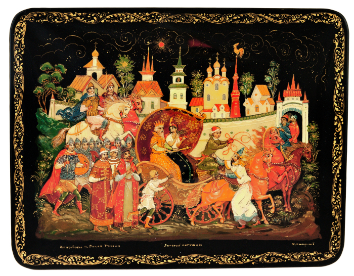 Шкатулка "Золотой петушок" Палех