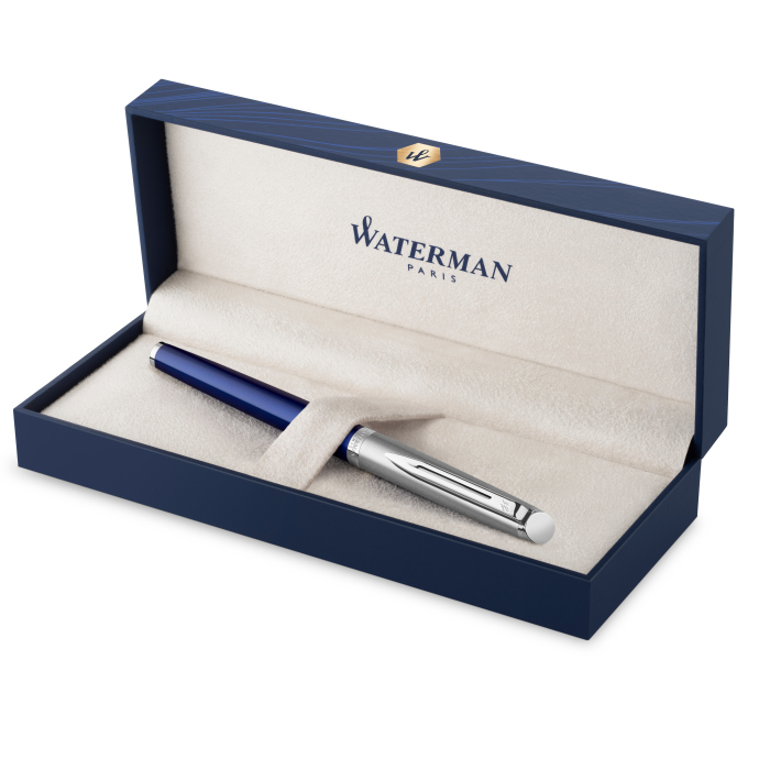Перьевая ручка Waterman Hemisphere Entry Point Stainless Steel with Blue Lacquer в подарочной упаковке.