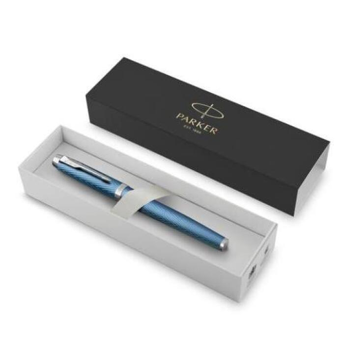 Ручка роллер Parker IM Premium T318 Blue Grey CT в подарочной упаковке.