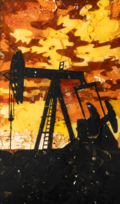 Нарды из мореного дуба и янтаря "Нефть"
