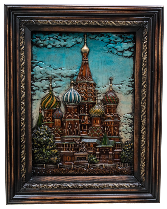 Панно "Храм Василия Блаженного" дуб