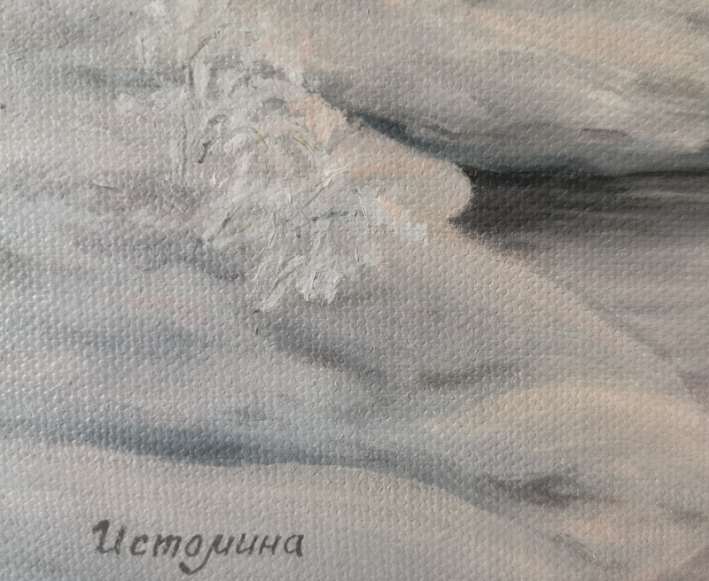 Картина маслом "Запорошила все зима" художник Елена Истомина