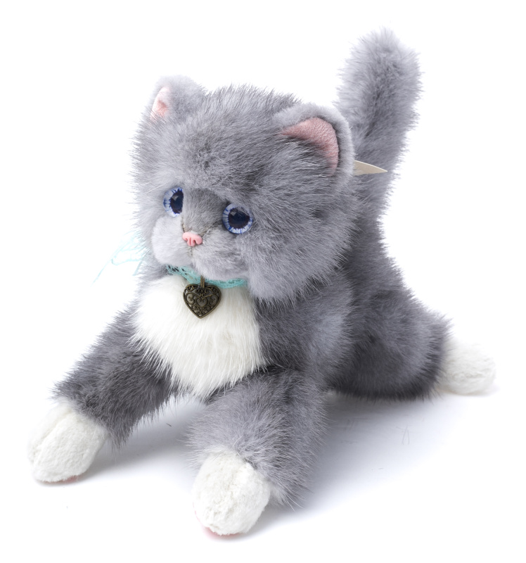 Сувенир из кожи и меха "Кошечка" серый