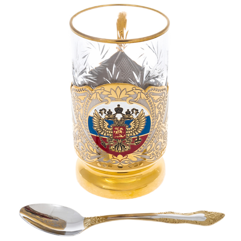 Подстаканник "Герб РФ" с эмалью, Златоуст