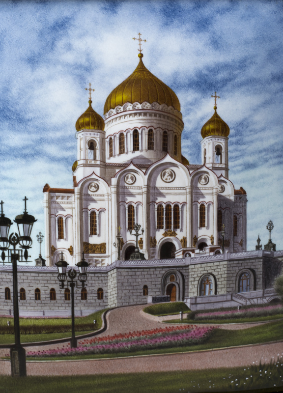 Декоративное настенное панно "Храм Христа Спасителя летом"